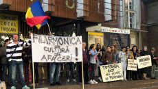 Protest la Filarmonica Banatul. Foto: arhivă.