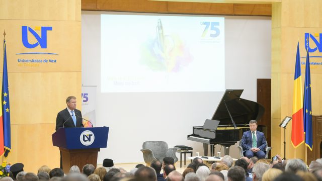 Klaus Iohannis, la UVT. Sursă foto: presidency.ro