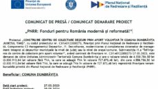 COMUNICAT DE PRESĂ / COMUNICAT DEMARARE PROIECT „PNRR: Fonduri pentru România modernă și reformată!”